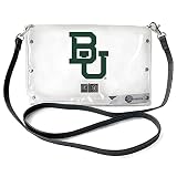 Littlearth NCAA Baylor Bears Clear Envelope Purse with Black Fashion Strap, Team Color, 10" x 6.5" x 0.5"