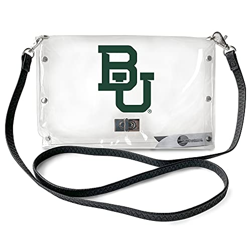 Littlearth NCAA Baylor Bears Clear Envelope Purse with Black Fashion Strap, Team Color, 10" x 6.5" x 0.5"