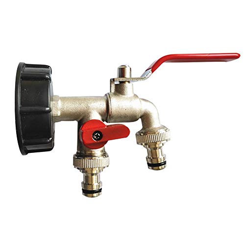 Quiet.T Garden Tap IBC Tank Adapter Tap Reemplazo del Conector Válvula De Ajuste para Conectores Domésticos para Jardín Riego Mango Rojo