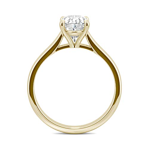 Charles & Colvard 14K Yellow Gold Moissanite 10x6mm Elongated Oval Engagement Ring, 2.30ct DEW3