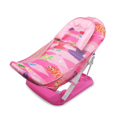 Prisha A God’s Gift Baby Bather for Newborn and Infants, Compact and Foldable, 0-12 Months (Animal Print, Pink)