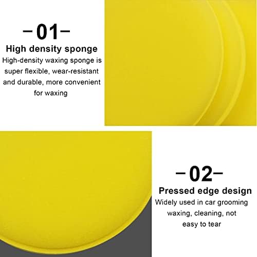 Gtwinsone 15Pcs Car Polishing Pads Microfibre Wax Applicator Pads Soft Polish Applicator Pad Round Shaped Sponge Hand Polishing Foam Applicator Pads for Car Wax Auto Glass Clean Tool(Yellow)