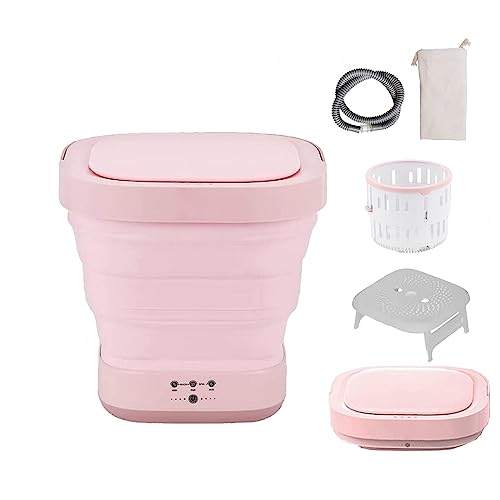 Mini Washing Machine and Dryer Combo with 4/6 Huors Drying and UV, Portable Foldable Washing Machine 350 PRM,Spin Dry,4D Wave Wheel for Personal,Dormitory,Apartment,Pink