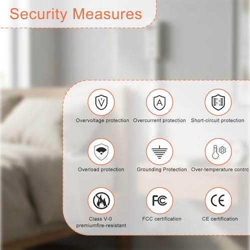 Extensión eléctrica JINGRUBING 7 en 1 con rotación 360°, 3 tomas AC, 2 USB-C y 2 USB-A miniatura 6