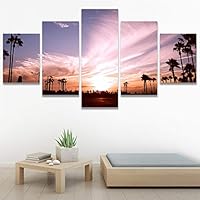 SIGNWIN 5 Panel Canvas Wall Art Palm Tree for Home Decorations Ready to Hang - 60