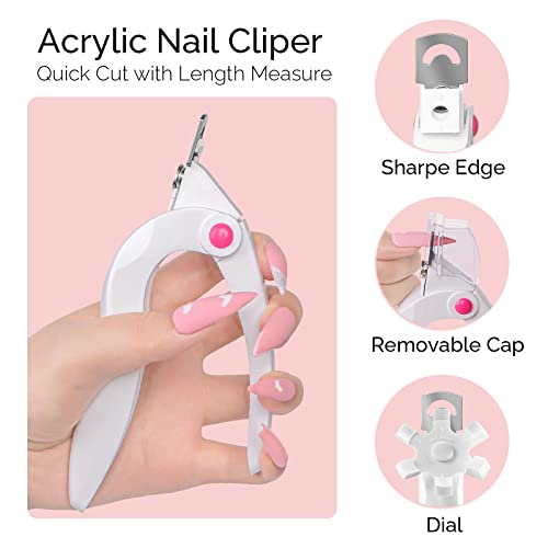 Melodysusie Nail Clippers For Acrylic Nails, White Adjustable Stainless Steel Acrylic Nail Clippers, Professional Rotary Nail Cutter For False Nail Tips, Manicure Nail Salon Tool #TOP1