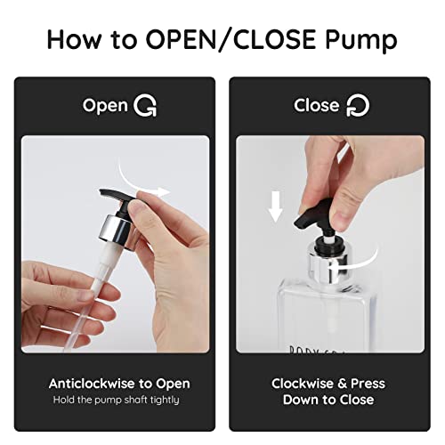 Image of Segbeauty 3pcs Clear Soap Dispenser, 16.9oz Refillable Shampoo Conditioner Bottles, 500ml Empty Plastic Square Body Wash Dispenser for Shower Bathroom Press Pump Bottle Liquid Container Set