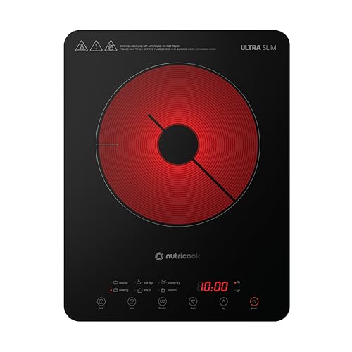 Nutricook Infrared Cooker 650C Max Heat | 10 Power Levels & 6 Preset Programs | All Cookware Compatible | Ultra-Slim Countertop Design with Child Safety Lock | Black IFC150ME | 2-Year Warranty