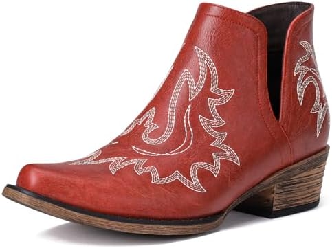 Ankle Cowboy Boots for Women - Cowgirl Booties, Western Short Boo...
