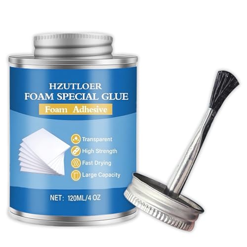 Hzutloer 4OZ Foam Glue with Brush,High Strength Clear Foam Adhesive for EVA Sponge Rubber Pearl...