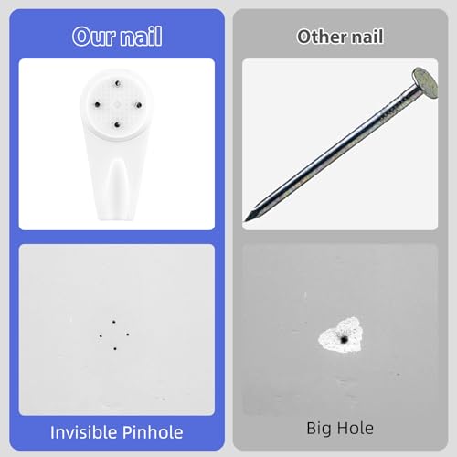 Image of Dimeho Concrete Wall Hooks, 40 Pcs Heavy Duty Picture Hangers Invisible Nail Screws Wall Hooks for Wooden /Stucco /Hard Wall Non-Trace Photo Frame Hangers Hanging Kit No Damage or Drilling