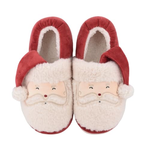 XIXITIAO Christmas Slippers Memory Foam Slippers for Women Warm House Slippers for Woman Cozy Fuzzy Bedroom Home Shoes for Indoor, Size 6(Wrap Heel)