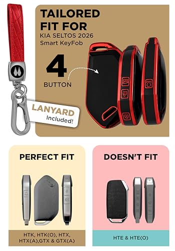 Image of Metalyx Key Fob Cover for Kia Seltos 2026 Facelift (HTK, HTK(O), HTX, HTX(A), GTX, GTX(A)) | Soft TPU | Anti-Scratch | Strong Signal | Stylish Case with Lanyard