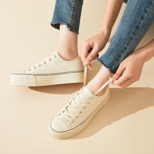 Image of hash bubbie Womens Platform Canvas Sneakers Tennis Shoes | low top non Slip on walking breathable casual comfortable fashion lace up