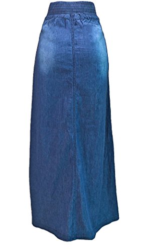 Fashion2Love Womens Juniors Long Light Denim Slit Maxi Skirt2
