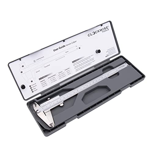 Image of Clockwise Tools Vernier Caliper, DVLR-0805 0-8 Inch /200 mm, Inch (Fraction) /Metric, Stainless Steel