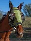 HackFond Máscara de mosca de caballo con orejas, protección UV para caballos, elasticidad con grandes cubiertas de malla para ojos, ajuste cómodo, transpirable, ligero, para caballos, verde oliva