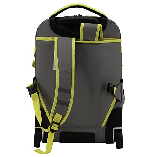 Image of J World Lunar Rolling Backpack. Laptop Bag With Wheels. Wheeled Carry-On Travel Luggage, Grey, 19.5 x 13 x 8 Inches