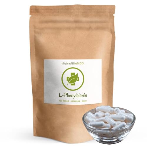 L-Phenylalanin - 160 Kapseln hochdosiert - 830 mg/Tagesportion - essentielle proteinogene Aminosäure - Fermentationsgewinnung - vegan/rein - GMO-frei - ohne Hilfs- und Zusatzstoffe - MADE IN GERMANY