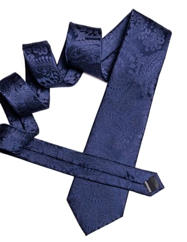 Image of YOHOWA Mens Ties Set Wedding Paisley Neckties with Handkerchief Cufflinks Formal Business