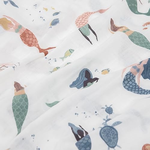 Image of Little Unicorn Standard Pillowcase 2 Pack | Super Soft & Breathable Muslin Fabric | Snug Envelope Closure | for Crib and Toddler Bed (Mermaid Party)