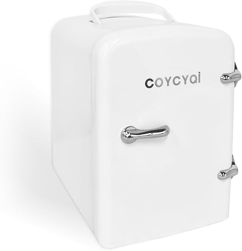 COYCYQI Mini refrigerador fresco y portátil, ideal para dormitorio, automóvil, oficina y dormitorio, enfriador eléctrico y calentador de latas de 4