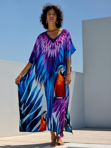Image of NFVNKJ Women's Plus Size Beach Lounge Kaftan Maxi Dress Swimsuit Coverup for Women