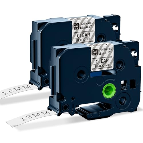 Ruban étiquette laminé noir sur transparent 18mm compatible Brother P-Touch