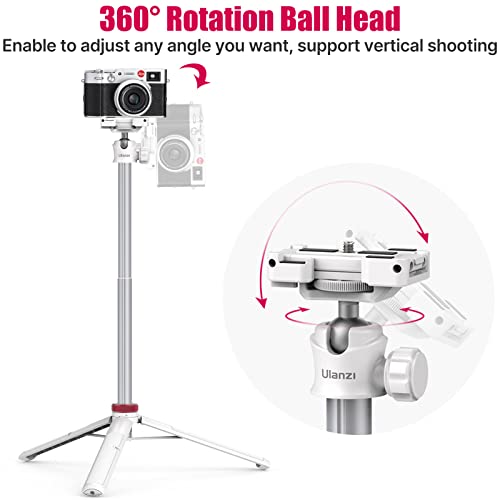 Image of ULANZI MT-44 Extendable Phone Tripod, 44 inch Selfie Stick & 360 Ball Head Camera Tripod for iPhone, Sony, Canon, GoPro & More, White