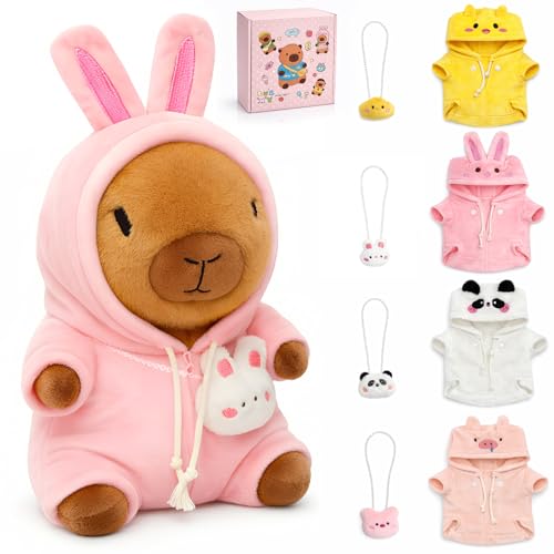 TITQWOP 9-pc Capybara Plush Set Suitable for Kids Girls Cute and Soft Capybara Plush Stuffed Animal that Can Be Casually Matched (Animal Capybara)