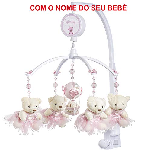 Móbile Berço Bebê Musical E Giratório Ursa Rosa Menina