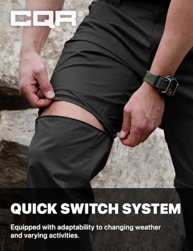 Image of CQR Men's Convertible Cargo Tactical Pants, Water Resistant Outdoor Hiking Pants, Zip Off Lightweight Stretch Work Pants
