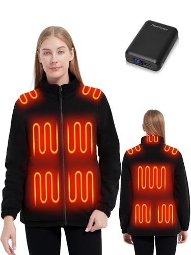 FrostVoyage Beheizbare Jacke Damen mit 18400 mAh Powerbank, Heizjacke Damen Fleece Wärmeweste Wärmejacke mit Akku, Beheizte Fleecejacke Kleidung Winter Wärme Jacke mit Heizung, 10 Heizzonen FrostVoyage Beheizbare Jacke Damen mit 18400 mAh Powerbank, Heizjacke Damen Fleece Wärmeweste Wärmejacke mit Akku, Beheizte Fleecejacke Kleidung Winter Wärme Jacke mit Heizung, 10 Heizzonen