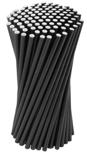 500 x Black Paper Drinking Straws Biodegradable Eco 8 (20cm) Approx (2x250) by Healthy Home