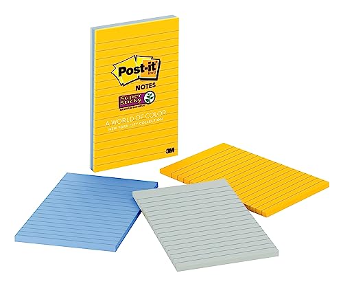 Image of Post-it Super Sticky Notes, Colors of the World Collection, 4 in x 6 in, New York (660-3SSNY)