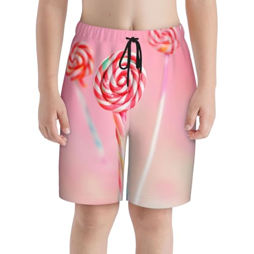 Colorful Lollipop Youth Beach Pants, Soft and Breathable, with Drawstring Waist, Suitable for Sports and Leisure.3