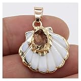 QWERBAM Agimes naturels Pendentifs plaqués Or Blanc Coquille de pétoncles Blanches for la Fabrication de Bijoux DIY Collier d'oreilles Tribaux (Metal Color : L.)