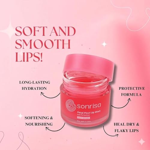 Image of Sonrisa K-Beauty Petal Pout Lip Mask (20g) | Korean Skin Care Overnight Treatment for Dry Chapped Lips | Peach Blossom Extract | Deep Nourishing Lip Balm | Non-Sticky Barrier
