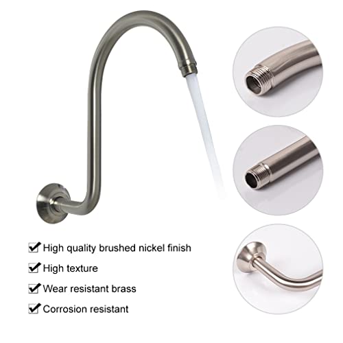 Haoxin Shower Arm And Flange 12 Inch Modern Gooseneck Extension S Shaped Shower Arm With Flange Perfect For Fixed Rainfall Showerhead Replacement Part, Brushed Nickel,Sa02N #TOP3