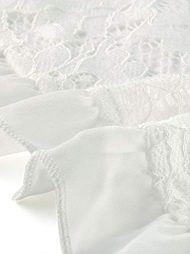 Allegra K Women's Elegant Ruffle Collar Crop Cardigan Sheer Floral Lace Shrug Top Small White #TOP5
