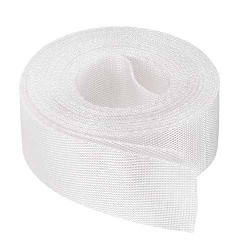 Image of MECCANIXITY Flat Nylon Webbing Strap 1 Inch 4 Yards White for Backpack, Cargo Strap, Luggage-rack