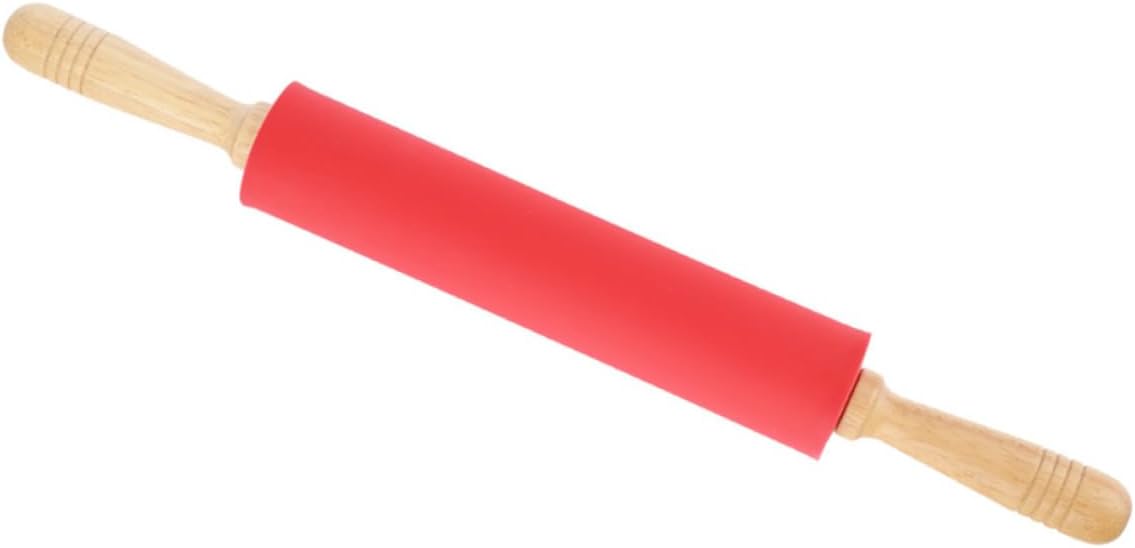 Zerodeko Embossed Rolling Pin Pizza Roller Engraved Wood Handle Roller Fondant Rolling Pin Silicone Face Roller Rolling Pin for Clay Rolling Sticks for Baking Wooden Baking Tools Non Stick
