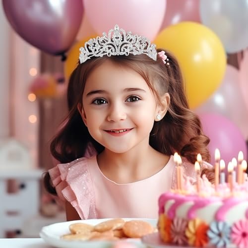 Schmoopy Tiara Crown for Women, Crystal Tiara for Bridal Prom Queen Birthday Birthday Party (A-Silver)3