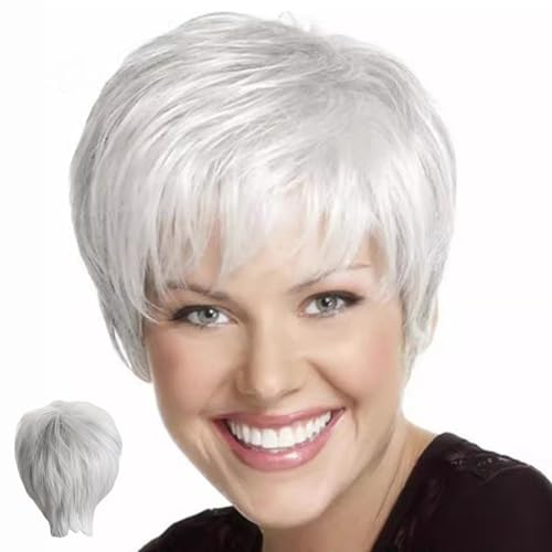 Cabello corto Topper natural Cabello corto y liso Toppers para mujeres Alta temperatura Seda Humana Peluca Peluca Corbidas Corbidas para pelucas de cabello para maderas de mediana edad, madres de eda