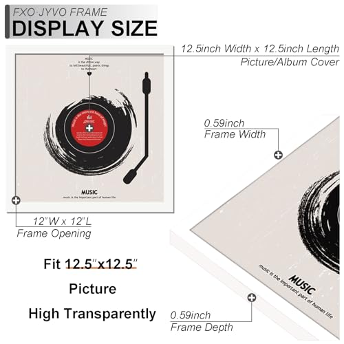 Fxojyvo Schallplattenrahmen für die Wand Display Album Cover, Weiß 12,5x12,5 Rahmen für jede 12 Zoll LP Schallplatte mit Cover - 1 Pack/Weiß – Ansicht 3