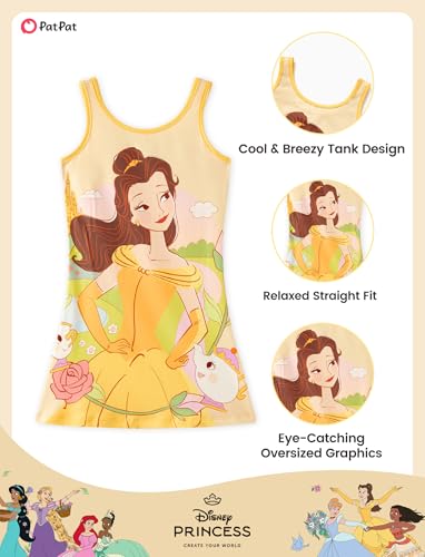 Image of Disney Stitch Princess Frozen Elsa Minnie Mouse Girls Tank Dress Sleeveless A-Line Sundress Summer Beach Clothes 2-9 Years