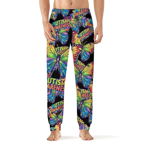 Autism Awareness Butterfly Men's Pajama Bottoms Sleep Lounge Soft Comfy Pants Sleepwear