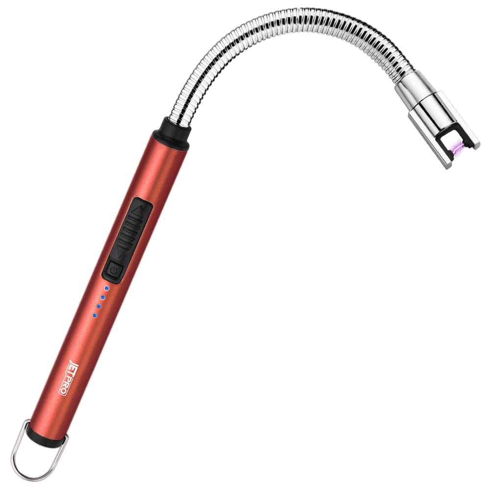 JETPROCandle Lighters USB Rechargeable Arc Electric Lighter with 360° Flexible Neck for Candle BBQ Camping (Red)