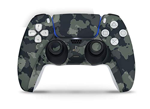 Skins4u Skins Folie Design Aufkleber kompatibel mit Sony PlayStation 5 Controller PS5 DualSense Skin Schutz Cover Dark Green camo