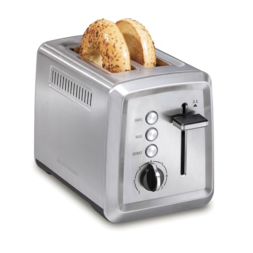 Hamilton Beach 2 Slice Toaster with Extra-Wide Slots, Bagel Setting, Toast Boost, Slide-Out Crumb Tray, Auto-Shutoff & Cancel Button